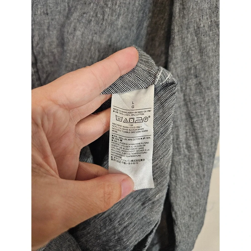 Banana Republic Linen Cotton Shirt Large Blue Untucked Fit Long Sleeve